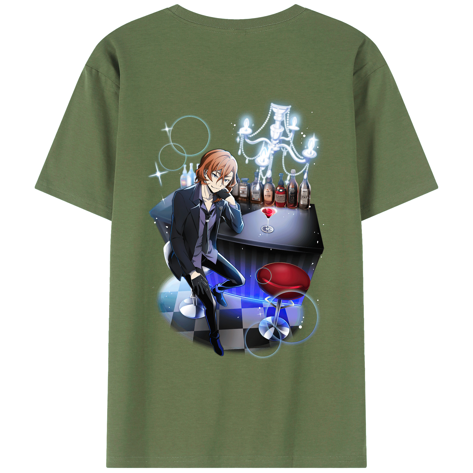 （画像用） 文豪ストレイドッグス Bungo Stray Dogs 綿100％ メンズ半袖Tシャツ（バックプリント） 通気性